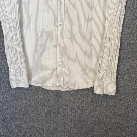 Marine Layer Shirt Mens Large White Striped Soft Knit Button Up Casual - Picture 2 of 8